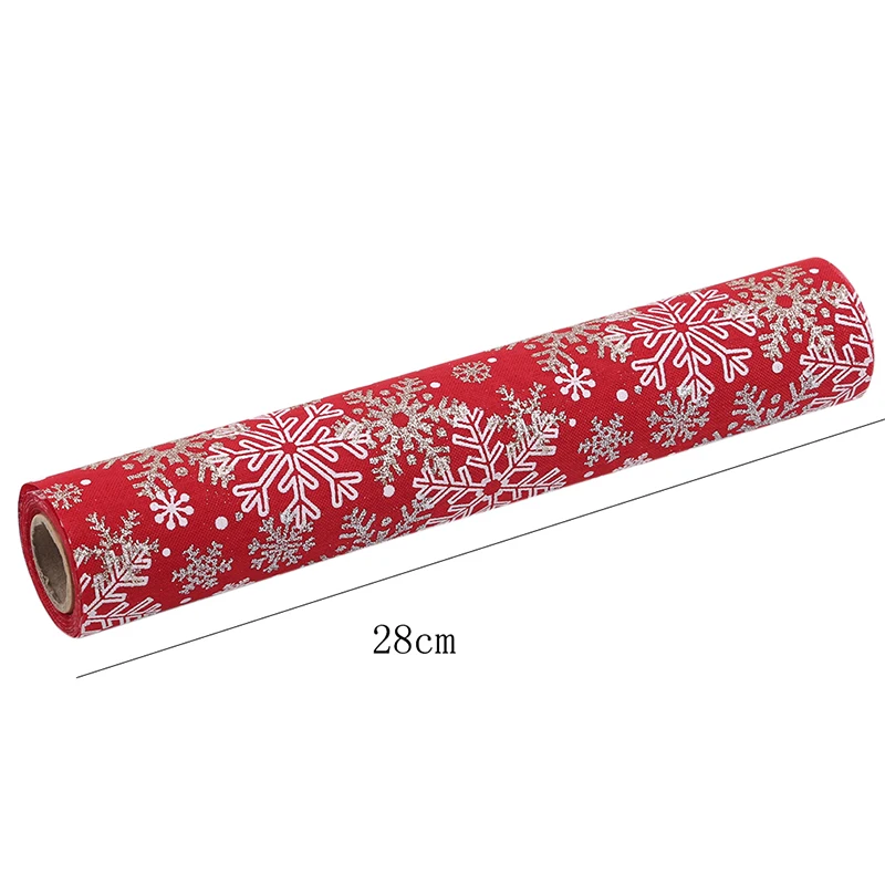 

Merry Christmas Red Snowflake Snowman Long Table Runner Cloth Dinner Party Non-slip Runner Cotton Linen Home Decor 275CM