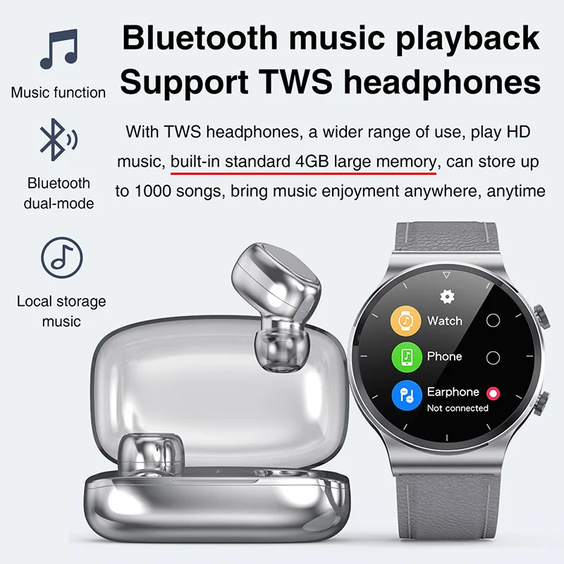 smart watch gt2 pro 4g for apple huawei xiaomi samsung phone watch men women pair tws bluetooth headset recording smartwatch free global shipping