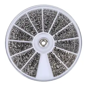 Винты для очков из нержавеющей стали в ассортименте, 1000 шт., набор с круглой пластиной для стеклянных электротоваров
