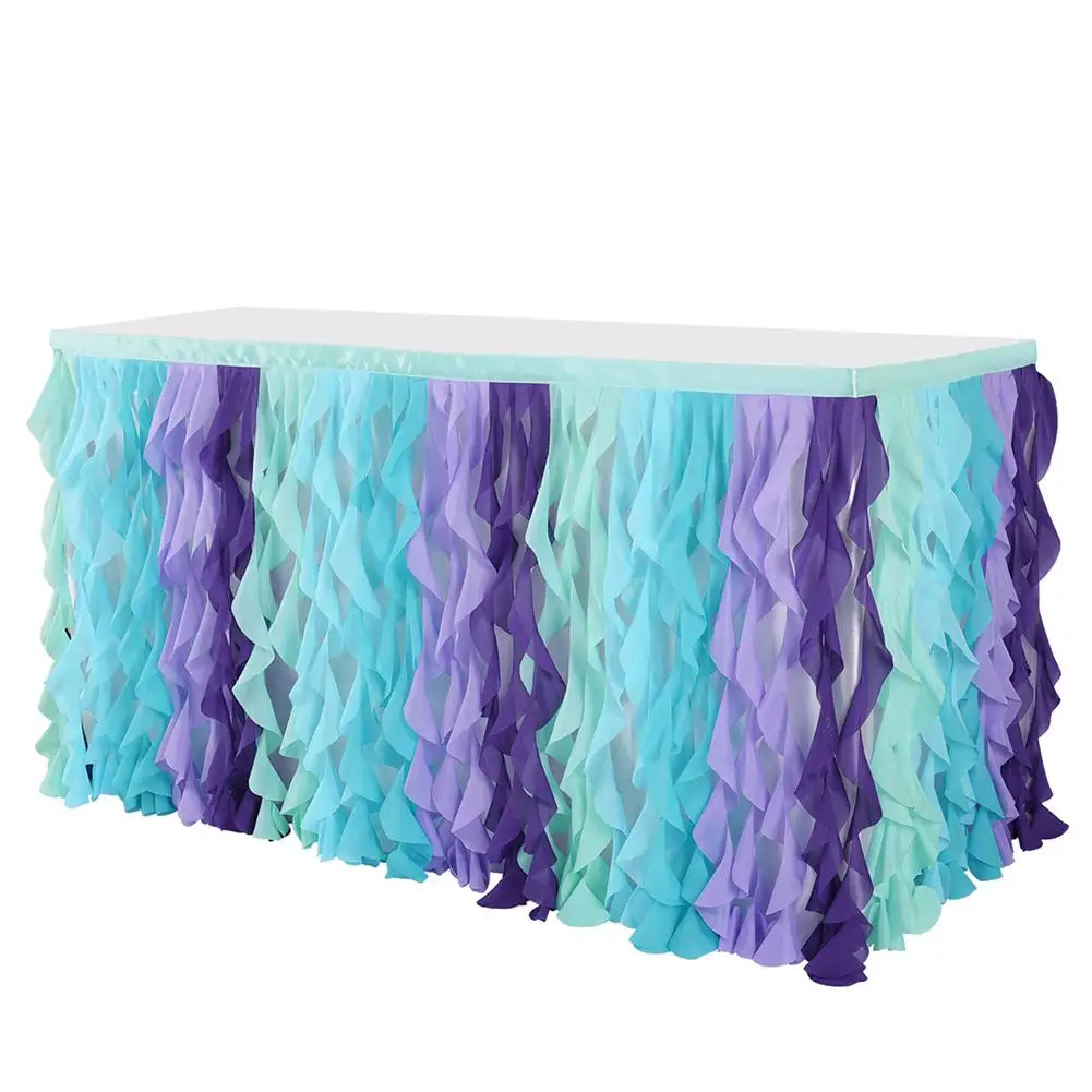 Рождественская серия цветная Тюлевая юбка для стола накидка на юбку день