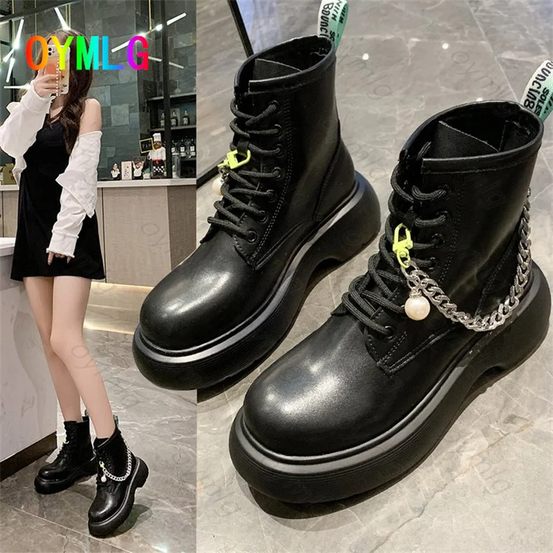 

Round toe lace-up platform Martin boots women 2021 new casual all-match thick-soled women's boots woman shoes platform boots