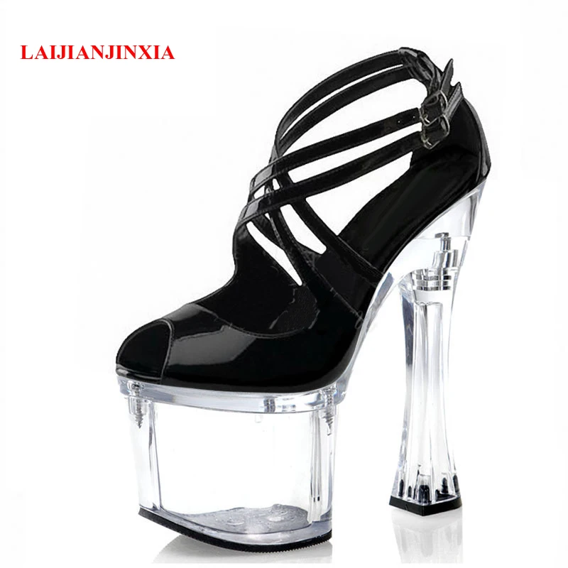 

Сандалии женские на очень высоком каблуке 18 см, босоножки на платформе с открытым носком, с цветочным принтом, обувь для невесты, обувь для танцев на шесте 7 дюймов