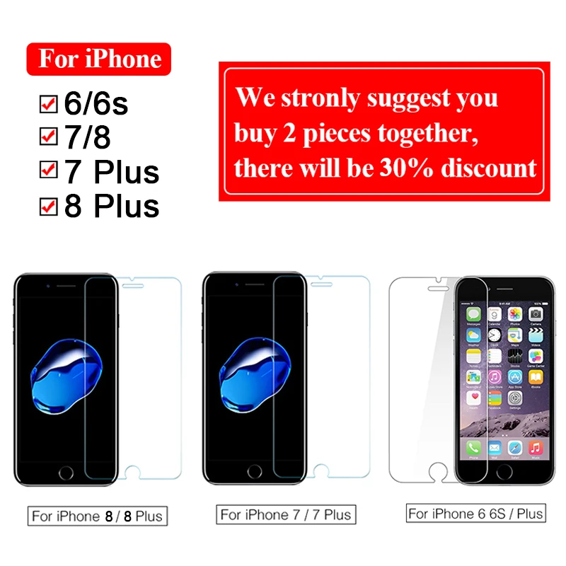 Защитная пленка для экрана iphone 8 plus защита стекла на 7 6 6s 7plus|Защитные стёкла и