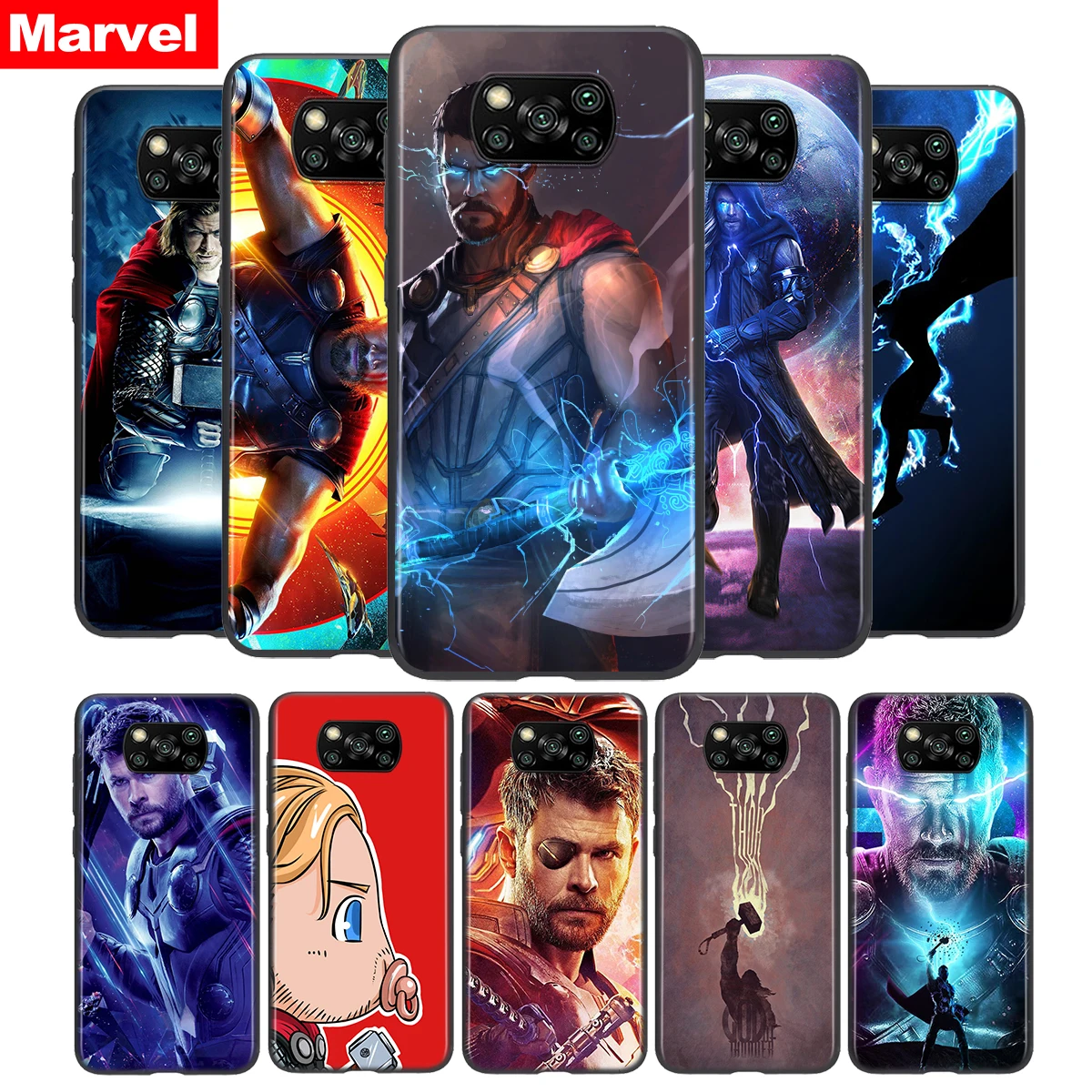

Marvel Avengers Thor For Xiaomi POCO F3 F2 F1 M3 M2 C3 X3 X2 NFC Pro Play Mix 3 A3 A2 A1 6 5 CC9 lite Soft Phone Case