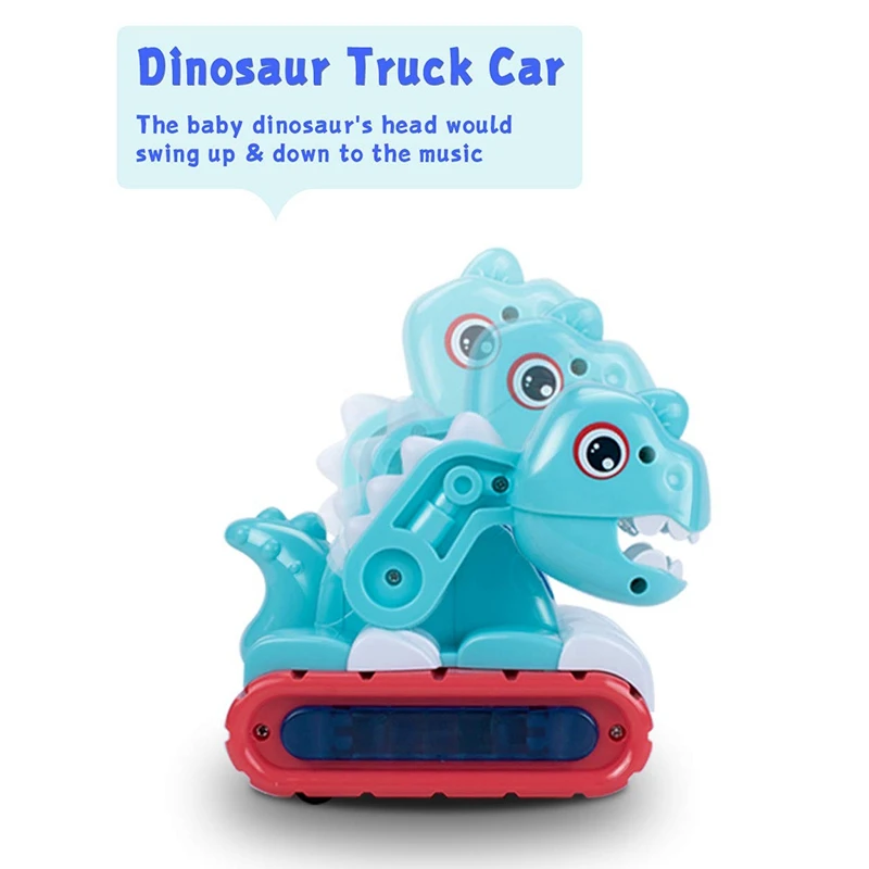 

Kids Electric Musical Dinosaur Car Toy with Sounds and Lights Infant Early Crawling Developmental Toys