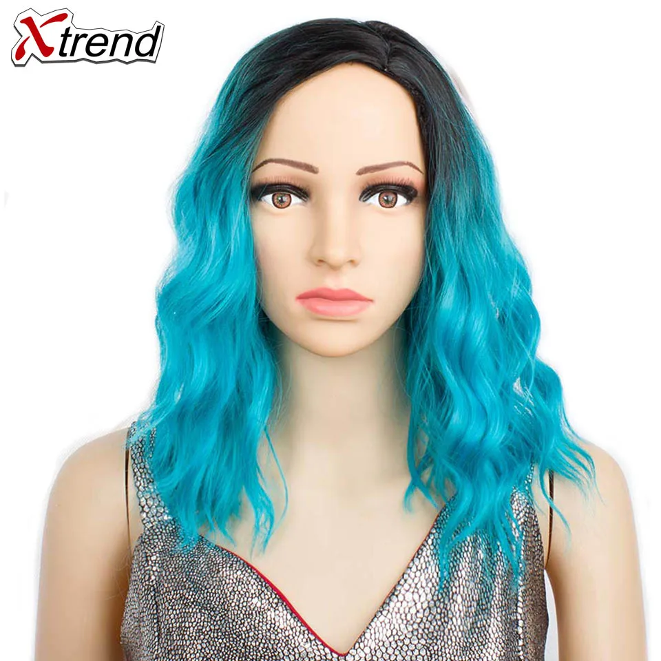 Xtrend синтетический короткий волнистый парик для женщин Серый Синий Розовый