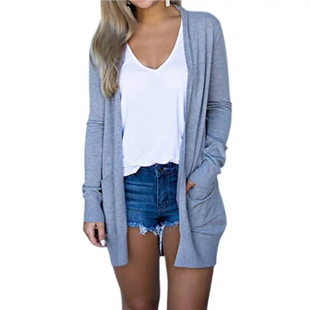 

Casual Cardigan Solid All-matched Plus Size Long Style Cardigan Coat for Office