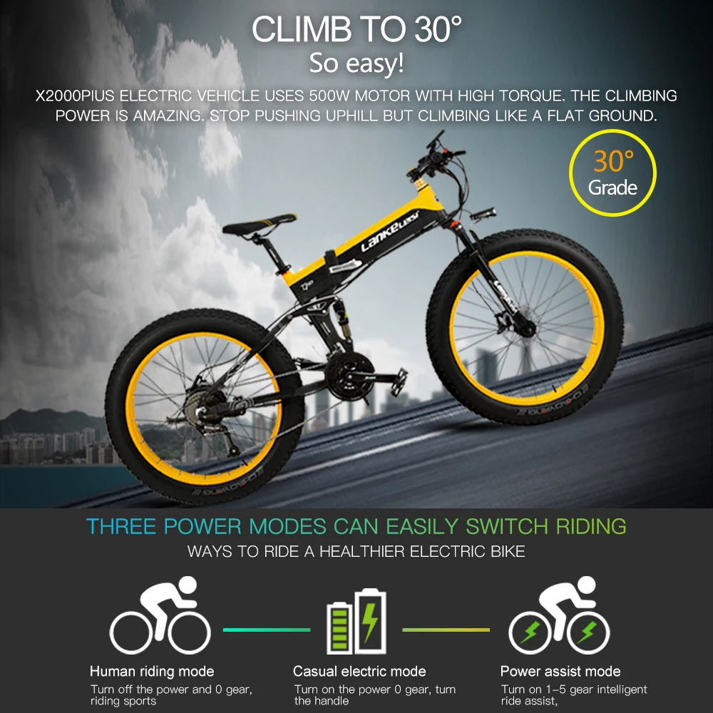 

400W 26 Inch Electric Bicycle Folding Power Assist E-Bike 35km/h Top Speed 70 - 90km Range Electric Motorcycle