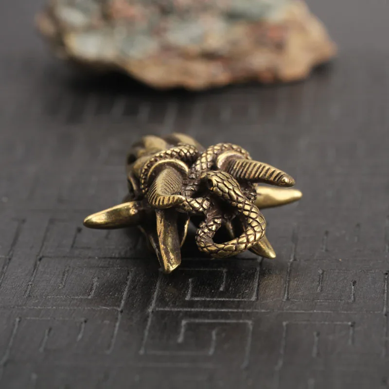 Медная змея голова Овцы брелоки подвески винтажные латунные подвесные