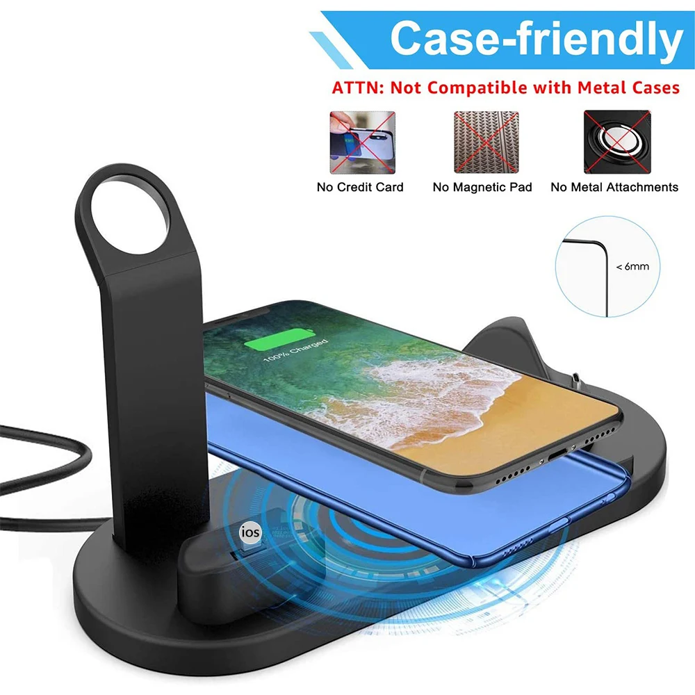 

4 in 1 Wireless Charging Stand Qi Fast Charger Dock Station For Apple Watch 5 4 3 2 1 iPhone 12 11 X XS XR 8 for Airpods Pro