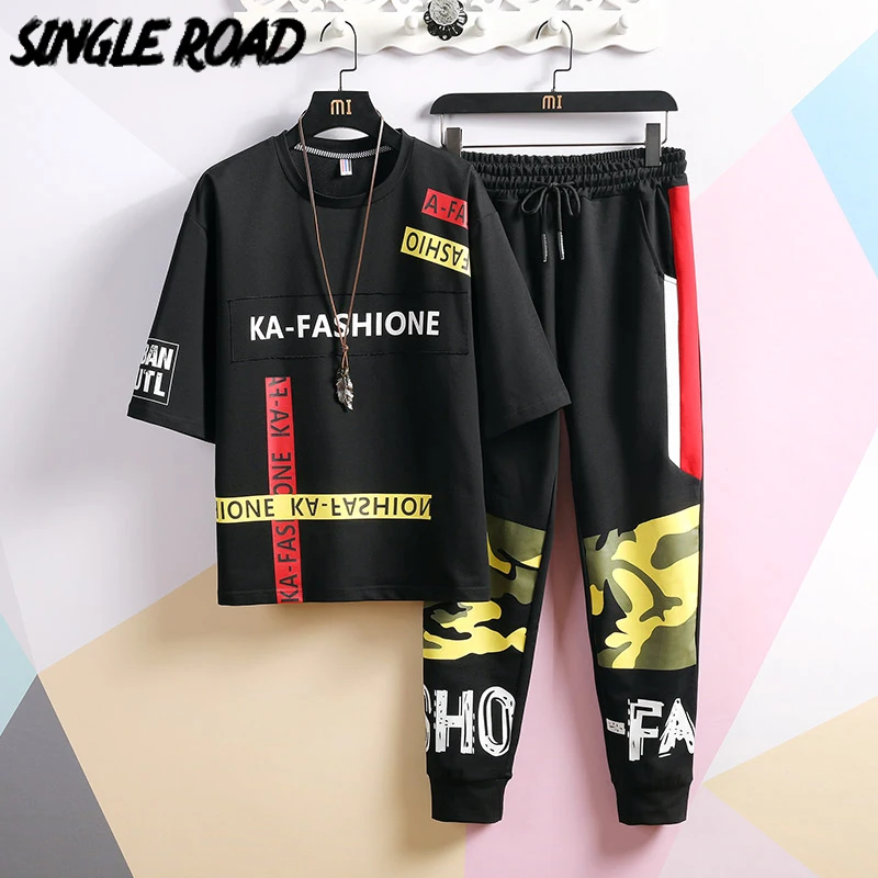Мужская Японская уличная одежда SingleRoad тренировочный костюм в стиле хип-хоп с