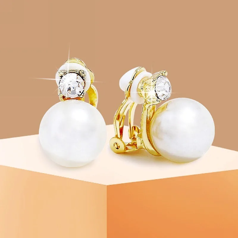 

Korean Imitation Pearls Fake Piecring Ear Ring For Women Girl Trendy Clip Earrings Non Pierced Wedding Body Jewelry