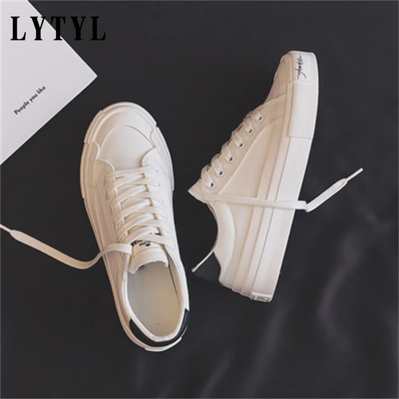 

Women Sneakers Canvas Solid Color Shoes Platform Canvas Shoes High Quality Soft Shoes Casual New Fashion Female Sneakers B41-64