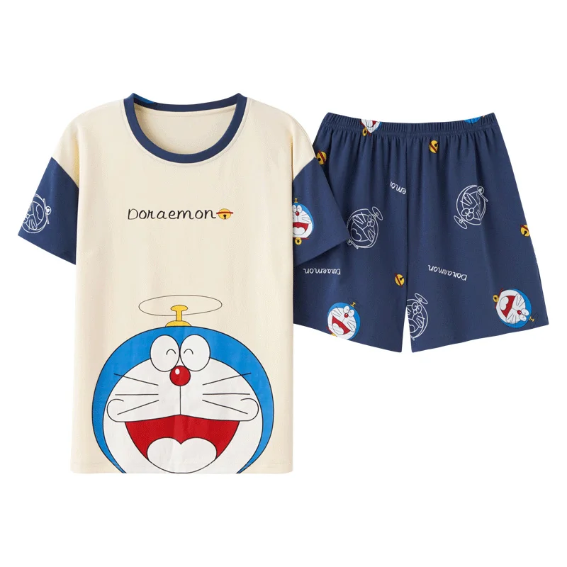 

Cool Summer Couple Pajamas Set Cute Cartoon Print Sleewpear Short Sleeve Cotton Men Casual Homewear Oversized Nightwear