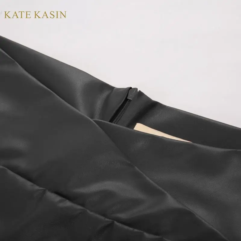 Kate Kasin, Женская винтажная юбка-карандаш из искусственной кожи, облегающая Талия, облегающая, миди, облегающая, вечерние, для работы, юбка, сексуальная, однотонная, юбка из искусственной кожи