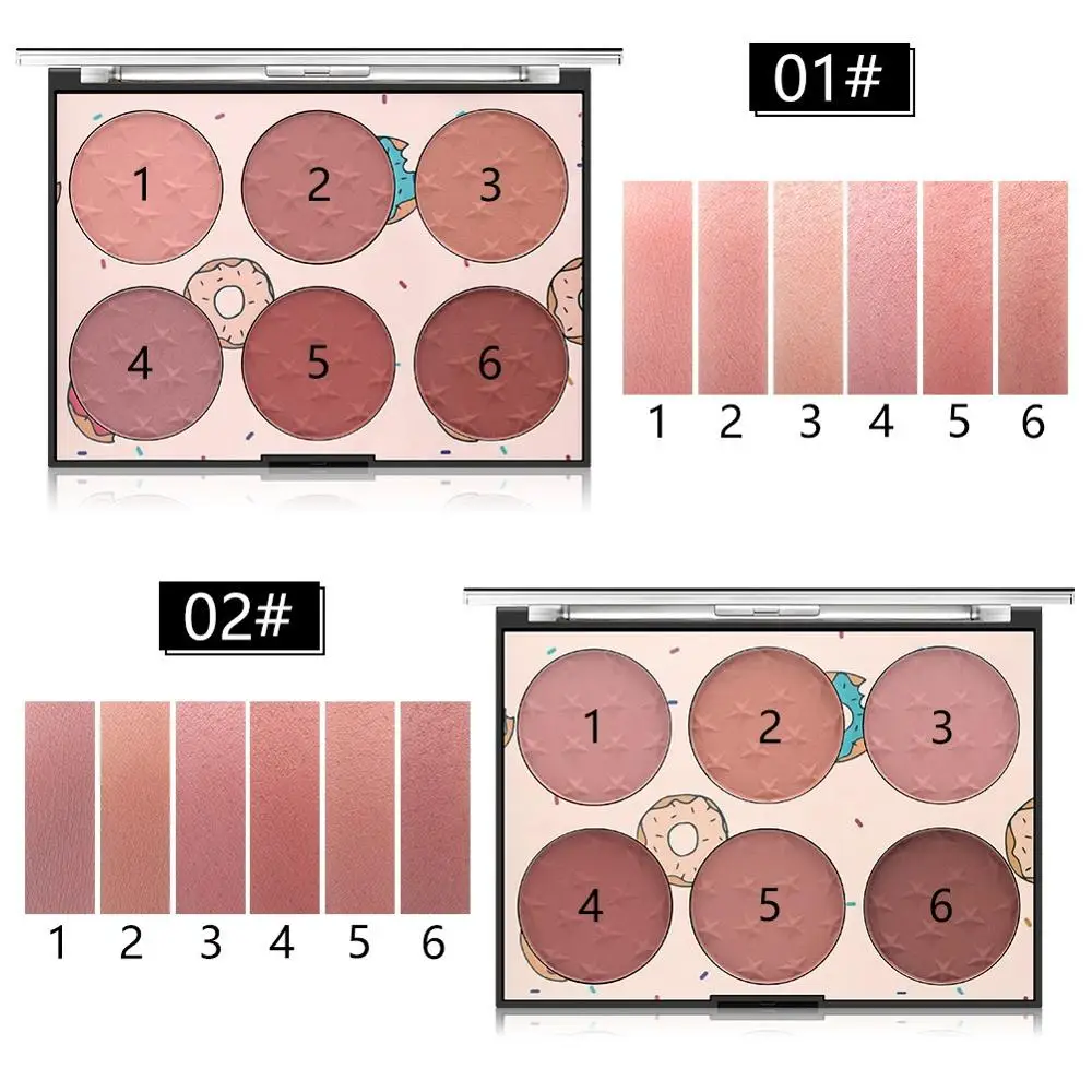 

8pcs MISS ROSE 6 Color Matte Blush Palette Natural Long-lasting Face Contour Makeup Powder Brighten Skin Blusher Cosmetic Rouge