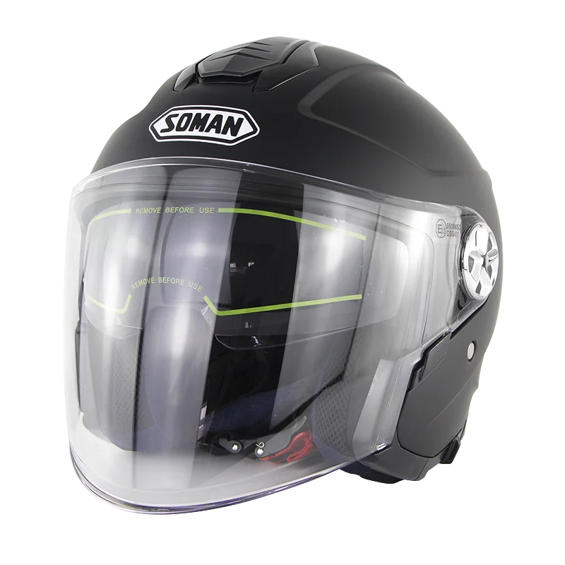 Matte Black Soman скутер шлем с открытым лицом Capacete флип-ап мотоциклетные шлемы для мужчин и женщин Abs Casco Para Moto Hombre Capacete De Moto cask - Цвет: Matte Black
