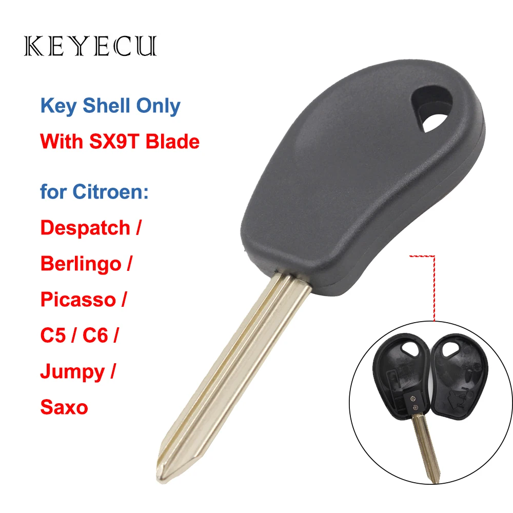 

Keyecu Uncut Transponder Car Key Shell With SX9T Blade - FOB for Citroen Saxo Jumpy Despatch Picasso C5 C6 Berlingo
