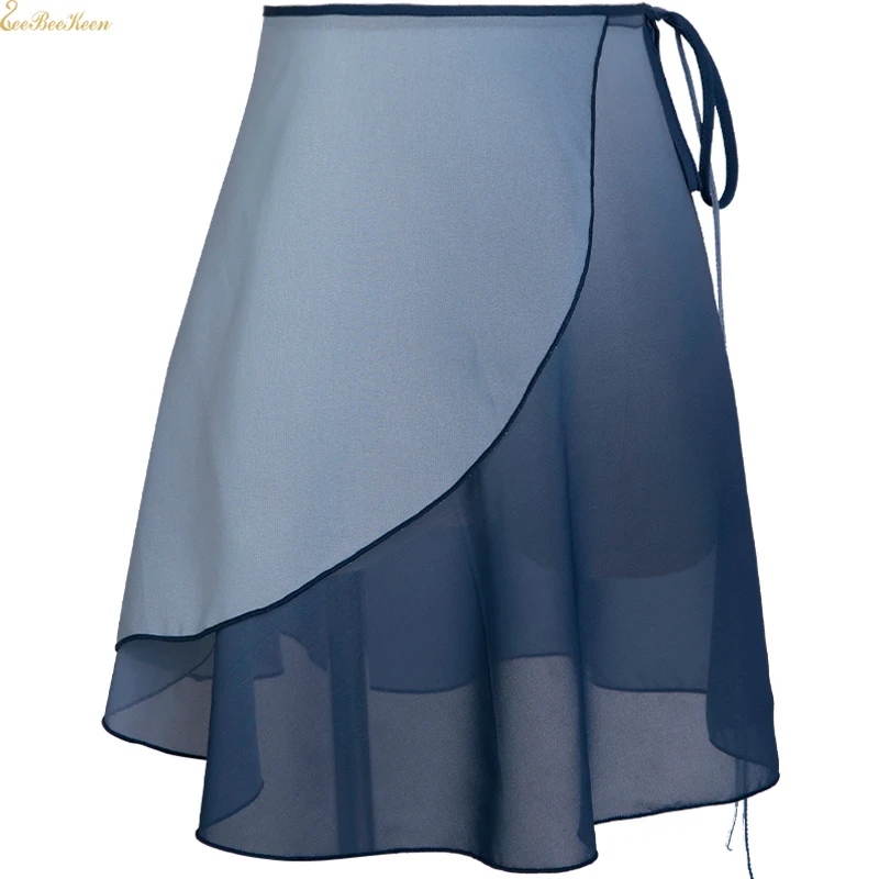 blue Балерина, шифоновая юбка для занятий йогой, короткая/длинная юбка с градиентом для женщин, учительский гимнастический балетный костюм, юбка для танцев синего/зеленого/фиолетового цвета для взрослых - Цвет: blue