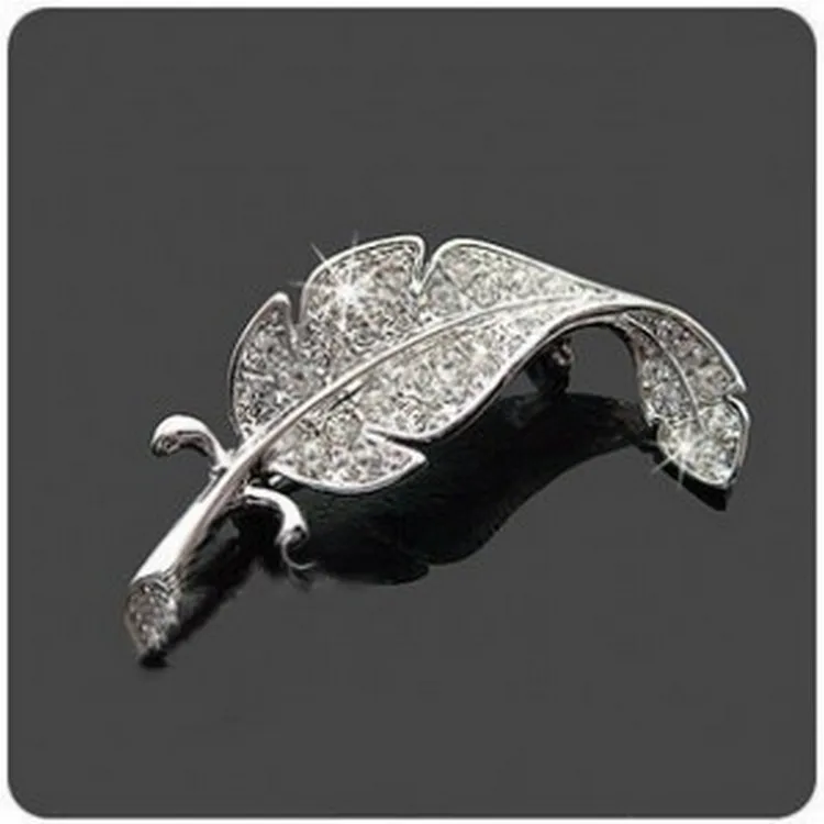 

UXN612 Full drill Leaf Brooch Feather Brooch
