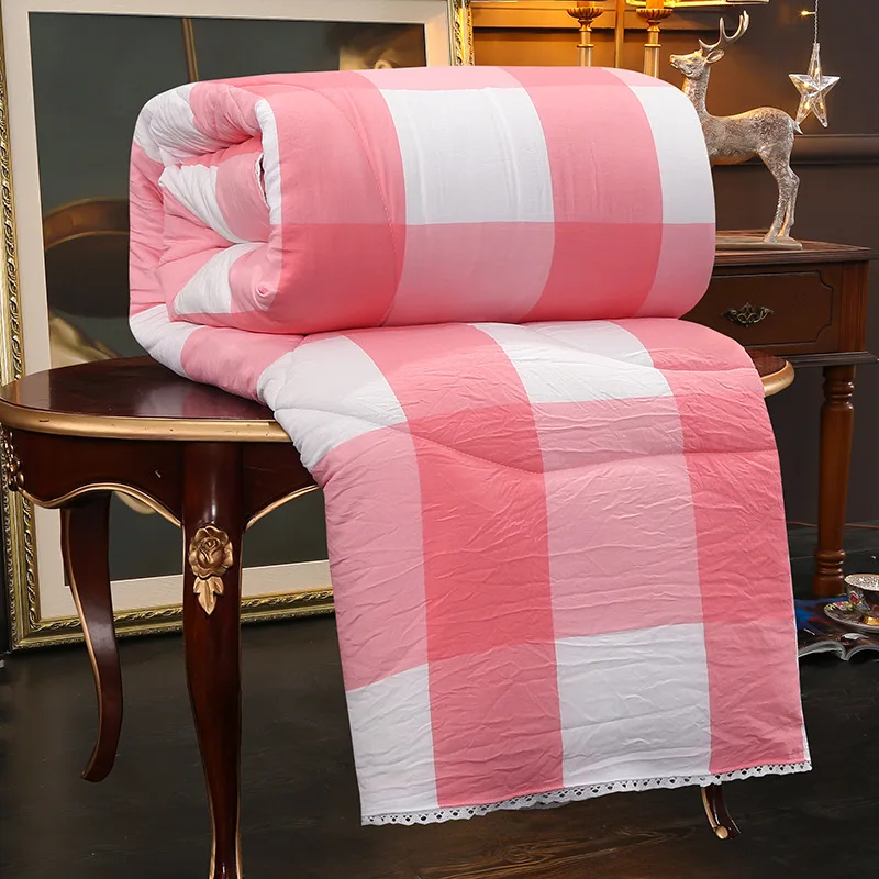 Новое стеганое одеяло из потертого хлопка без рисунков Утепленное зимнее для