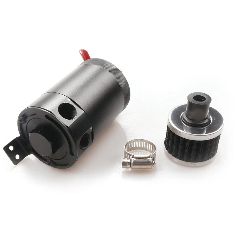 Oil Catch Can 2-Port Tank Reservoir with Drain Valve Breather Baffled Universal | Автомобили и мотоциклы