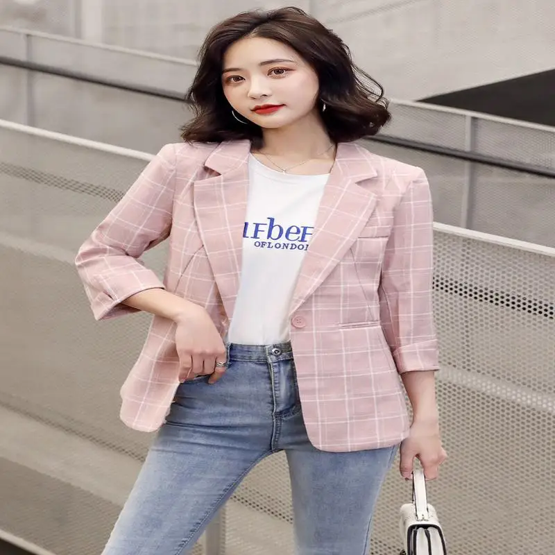 

collar jacket Blazer slim fit Korean 2021 spring new quarter sleeve casual suit jacket