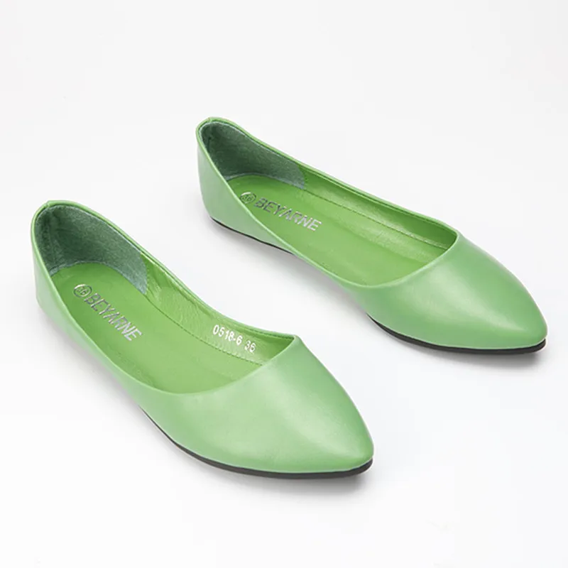 Best Selling Beyarne Zapatos Mujer 2021 New Plain Candy Color Shallow Pointed Toe Plus Size 41 Single Lady Ballerina Shoes Flats | Обувь