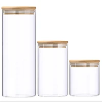 strengthen packaging glass sealed can container bamboo lid covered kitchen canister bottles grains organizer food storage jars