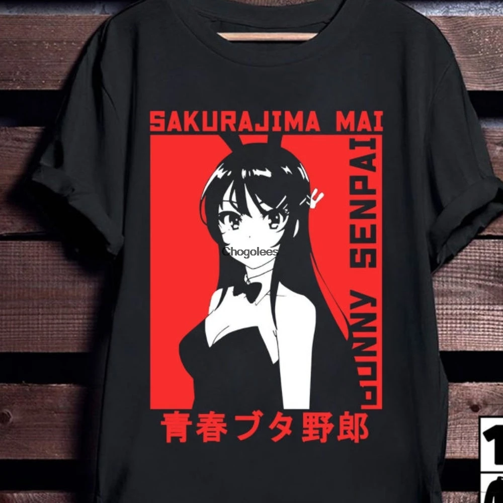 Mai Sakurajima рубашка аниме футболка Япония девушка с надписью Senpai Rascal не мечтает