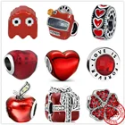 Новый оригинальный браслет из серебра 925 пробы Аксессуары Шарм Красный цветок яблоко клубника бусины Подходит Пандора Шарм браслет DIY ювелирные изделия подарок