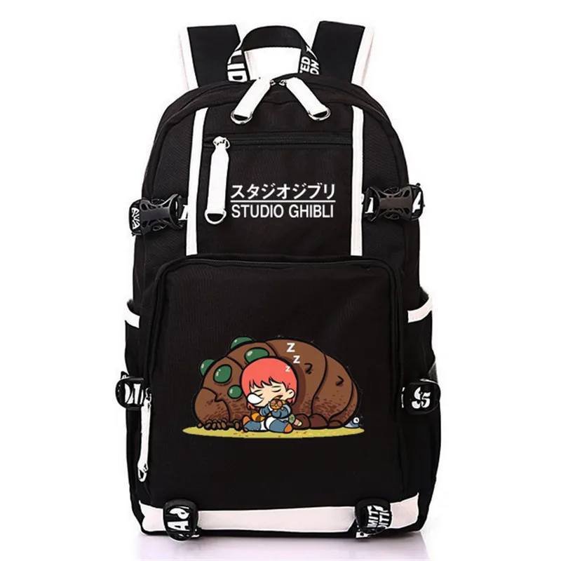 

Anime Miyazaki Hayao Cute Black Canvas Cartoon Backpack Leisure Travel Bag School Bag Gift for Teens Students