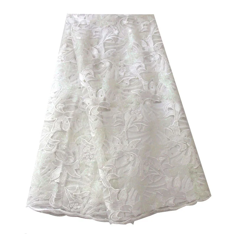 

Lace Fabric African Beaded&Sequins&Stones Lace Fabric Nigerian Net Tulle Lace Fabric For Asoebi Wedding Dress