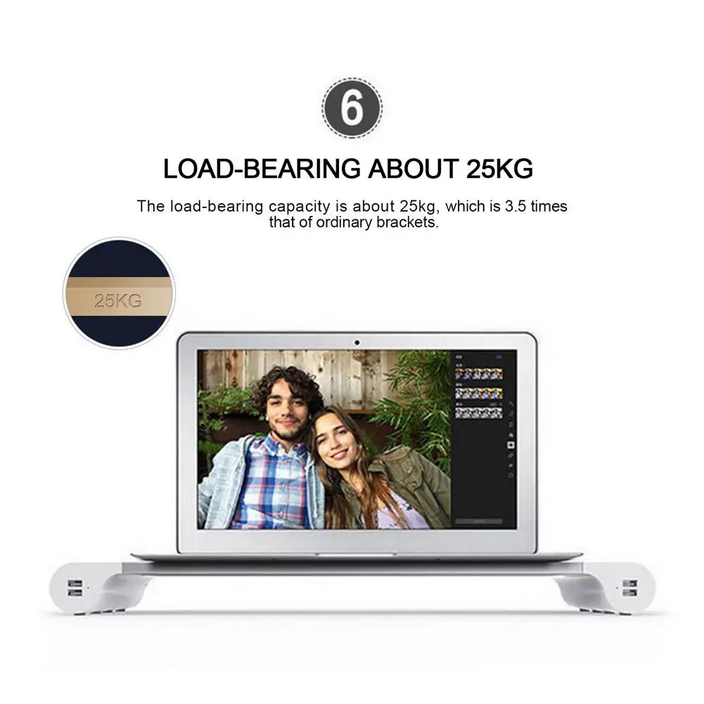 

Hub Wireless Charging Desktop Monitor Stand Computer Screen Monitor Stand Riser USB Desk Organizer Data Transfer And Charging