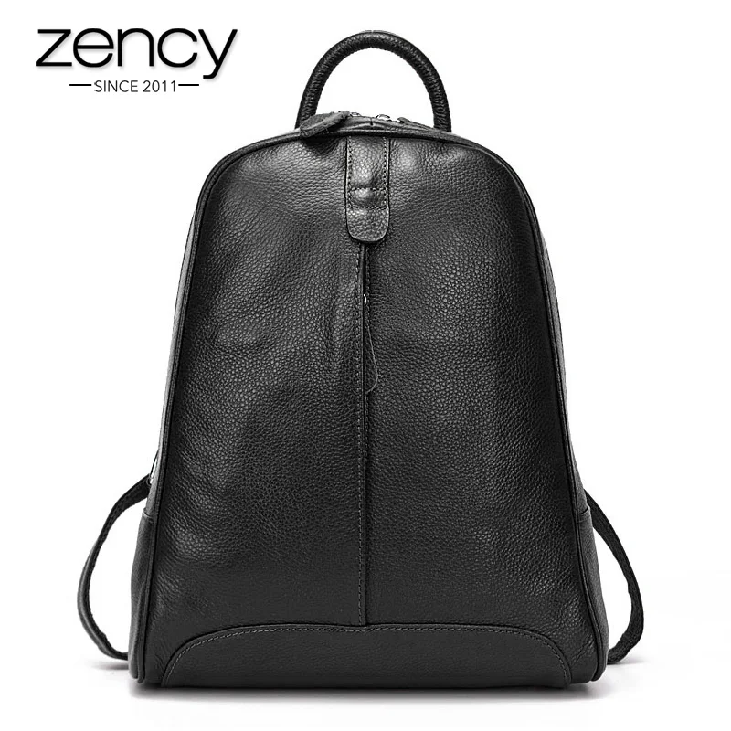 Zency, женские рюкзаки для путешествий, натуральная кожа, опрятный школьный ранец для девочек, модный ранец, большая вместительность, много карманов