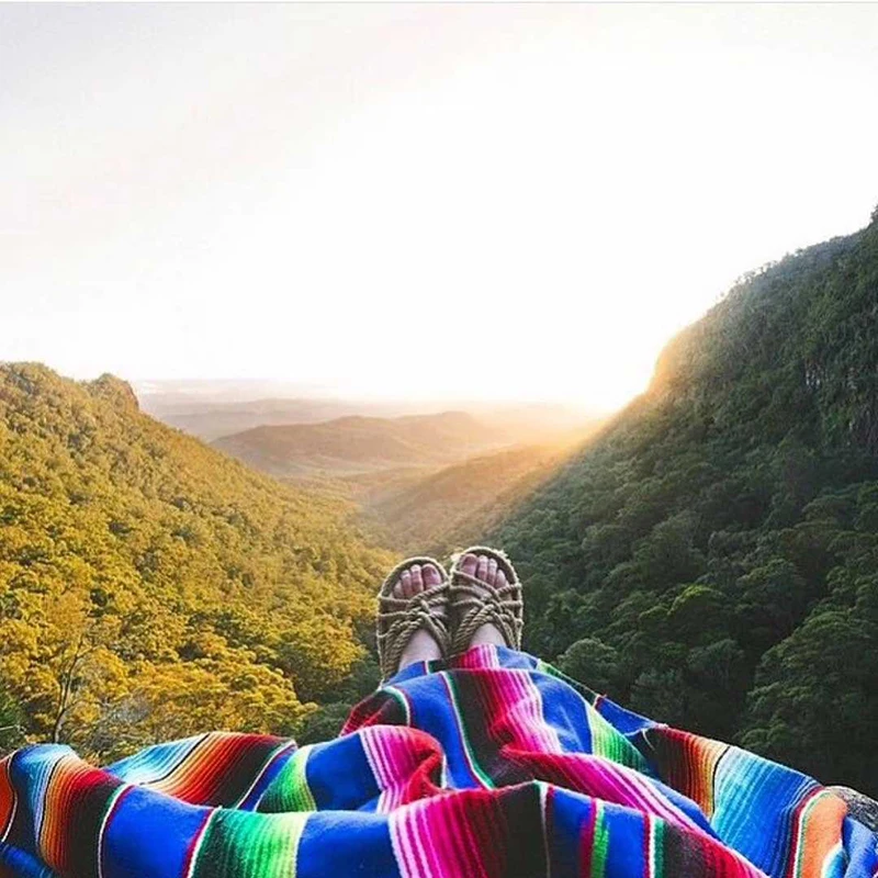 Мексиканское индийское Радужное покрывало ручной работы в этническом стиле пляжное Хлопковое одеяло домашний гобелен стол бегун пляжное полотенце диван подушка