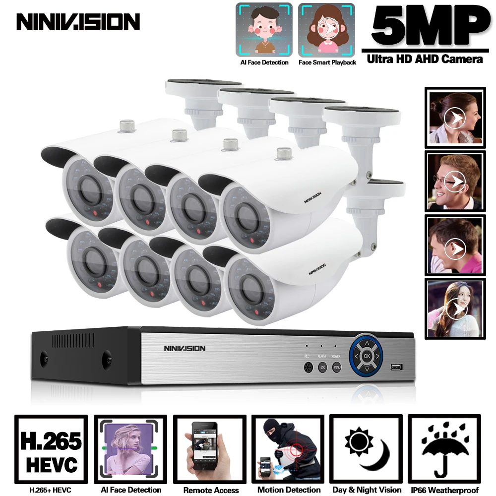 

Human Face Ultra HD 8CH DVR Kit H.265 CCTV Camera Security System 5MP CCTV System IR Outdoor Night Vision Video Surveillance Kit