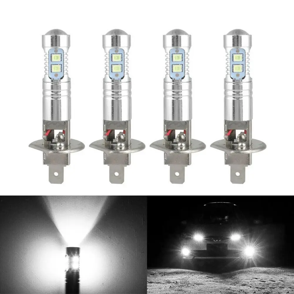 

4Pcs H1 H3 LED Car Fog Light Bulbs White 6000k Anti-Fog Waterproof High Brightness Low Consumption 12V Safety Voltage Lamp Chip