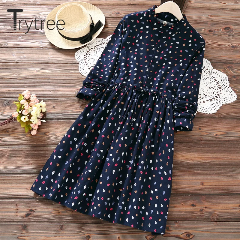 Женское Повседневное платье рубашка Trytree Осеннее ТРАПЕЦИЕВИДНОЕ ПЛАТЬЕ с