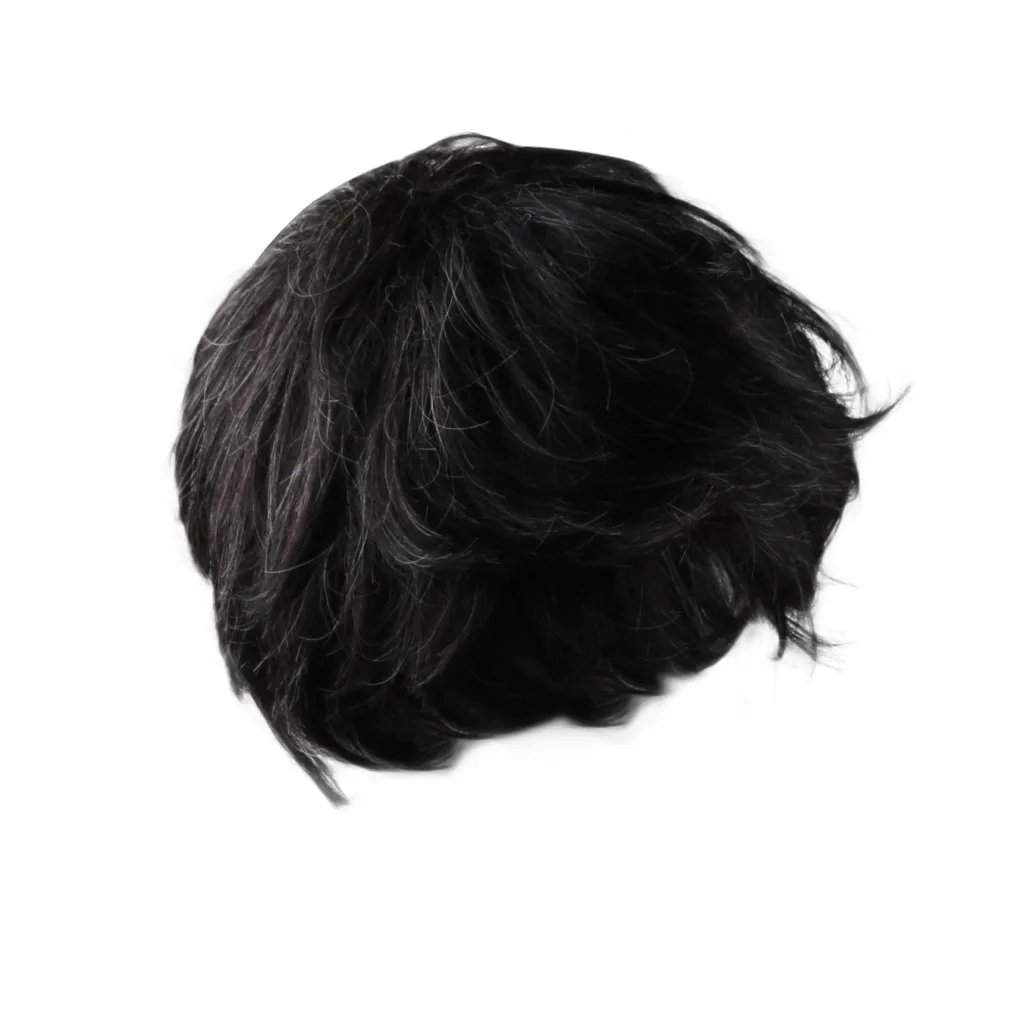 

Wigs Cosplay Short Human Hair Natural Looking Light to Medium Density Mixed Toupee Poly Skin Around Black Handsome Men's