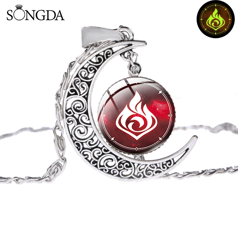 Светящееся ожерелье в стиле аниме Genshin светящееся с глазами Бога водным ветром