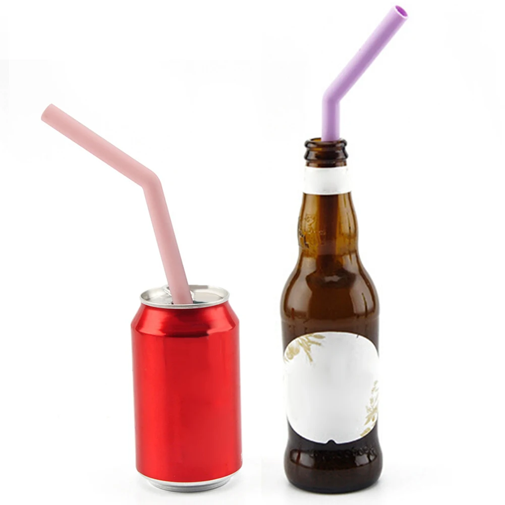 Портативная трубочка для напитков многоразовая изогнутая силиконовая коктейлей