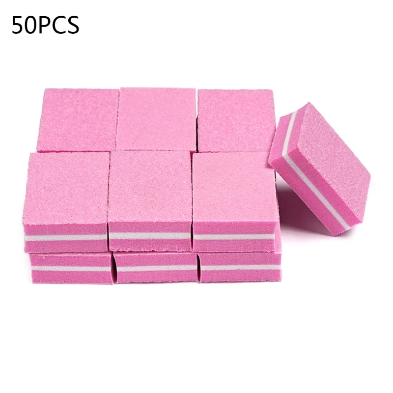 50pcs Double-sided Mini Nail File Blocks Colorful Nails Polish Sanding Buffer Strips Polishing