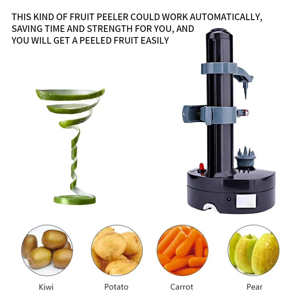 Electric Spiral Apple Peeler Cutter Slicer Fruit Potato Peeling Automatic Battery Operated Machine with Charger EU Plug | Дом и сад