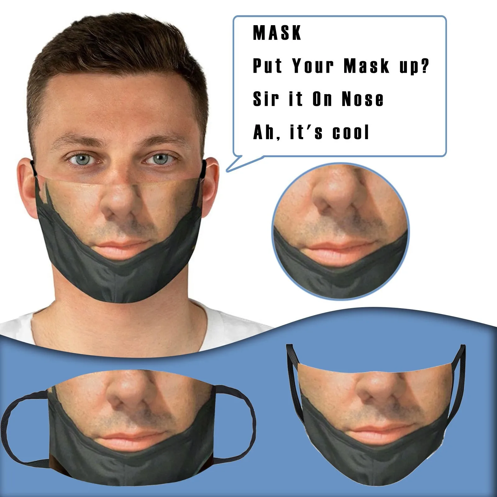

Funny Adult Mask Prank Reusable Cotton Women Man Washable Unisex Mouth Cover mascarillas faciales Breathable Adult Facemask