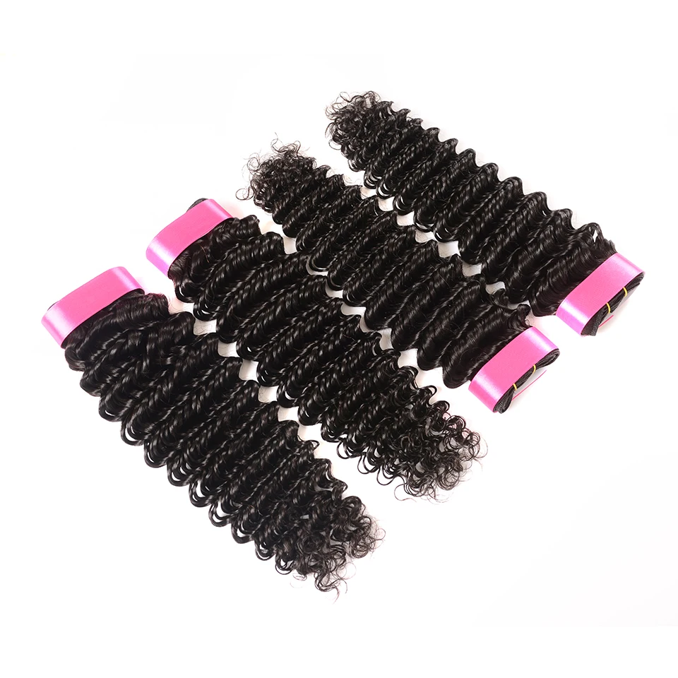 Глубокая Волна бразильские человеческие волосы пучки с закрытием свободная