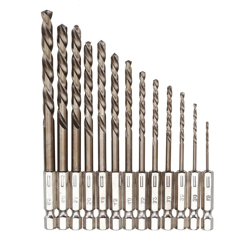 

13pcs 1.5-6.5mm M35 Cobalt Drill Bit HSS-Co Twist Drill Bit Set 1/4 Inch Hex Shank