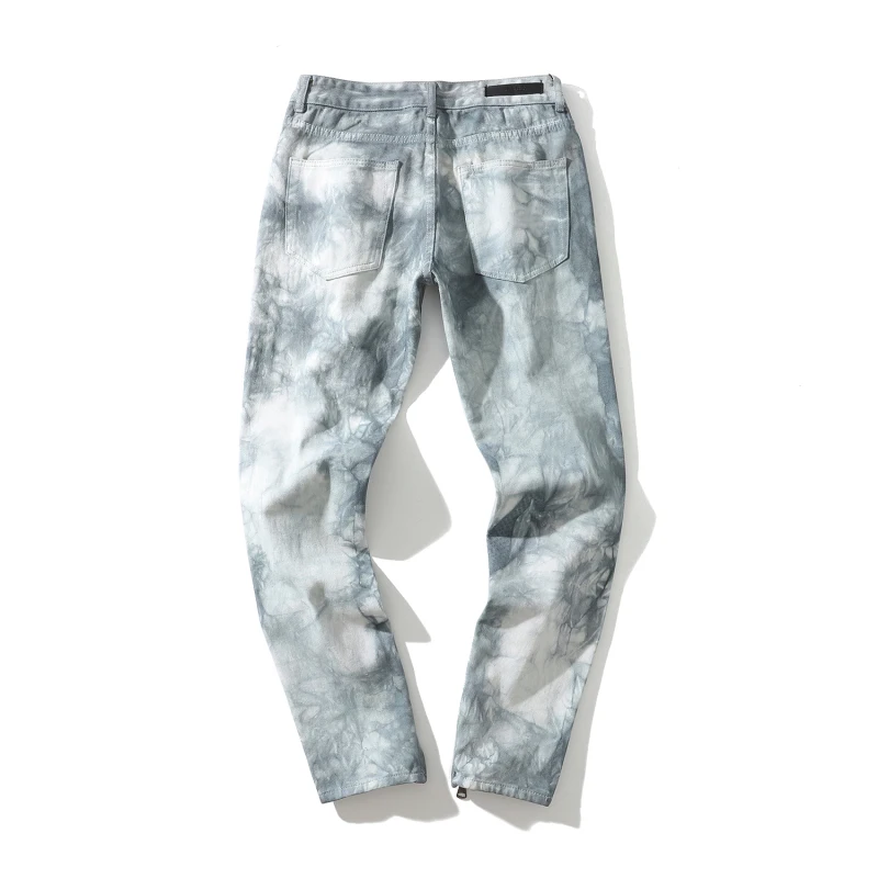 Уличная Мужская Прямые рваные джинсы брюки градиентный цвет хип-хоп мужские