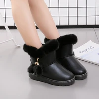 2021 fashion furry waterproof ankle boots for girl kids winter warm plush slip on shoes children snow boots 2 5 6 8 10 12 year