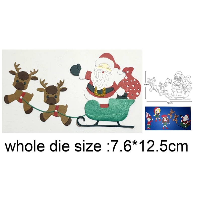 

metal cutting dies cut die Christmas Santa pulling sleigh decoration Scrapbook stamp craft knife mould blade punch stencils dies